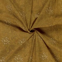 Tissu Voile de coton Batik Sindhu Fleuris sur fond Jaune curry