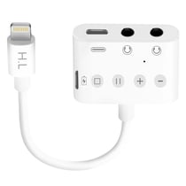 Adaptateur Lightning vers Lightning, USB-C et Double Jack 3.5mm 12 cm - Blanc