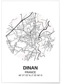 Affiche Carte Dinan | A3 : 29,7x42cm