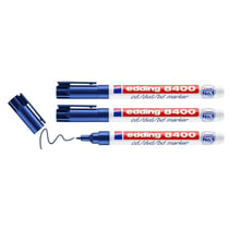 Lot de 3 marqueurs permanents pointe 0,5-1 mm - EDDING 8400 - Bleu
