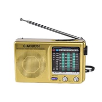 Avizar Mini Radio Portable AM/FM à Piles avec Haut-parleur Puissant Jaune