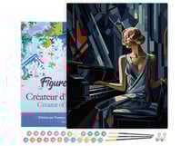 Peinture par Numéro Figured'Art avec Cadre - Femme au Piano Art Déco - Kit de Loisir Créatif DIY Numéro d'Art Complet - 40x50cm toile tendue sur châssis