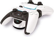 Steelplay - Station de recharge pour manettes PS5, support double USB de charge rapide, chargeur manettes compatible avec les manettes Dualsense PS5 - Blanc