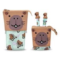 Oh My Pop! - Trousse Capybara Pop Up avec stylo à bille 10 couleurs & stylo à bille effaçable à encre gel