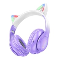 Casque Bluetooth Oreilles De Chat Lumineuses Ultra Mignon Avec Lecture TF Et AUX Violet 2 YONIS