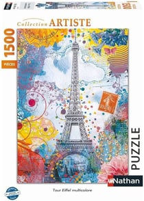 Puzzle 2D 1500 pièces - Tour Eiffel multicolore/Lars Stewart - NATHAN