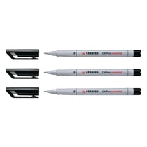 Lot de 3 feutres pour transparent encre soluble pointe fine - STABILO - Noir