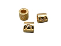 1 Perle Tube dorée avec lune zircon 6*5mm - plaqué or