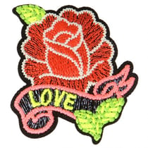 Ecusson thermocollant luminescent rose & love 4 cm x 5 cm