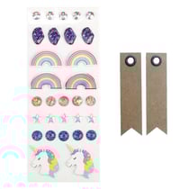 30 stickers 3D Arc-en-Ciel + 20 étiquettes kraft Fanion