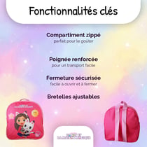 Sac goûter maternelle 24 cm - Gabby et la Maison Magique - Rose - 1 compartiment