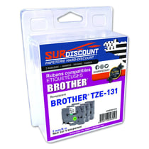 Lot de 3 rubans compatibles pour titreuse Brother TZE-131 12mm/8m plastique noir sur transparent