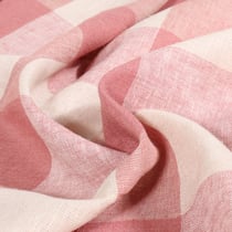 Tissu Lin Viscose Grand carreaux sur fond Rose