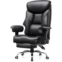 Chaise gaming ergonomique - COMHOMA - Grandes Tailles - Cuir PU noir - Repose-pieds
