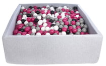 Piscine à balles pour enfant, 120x120 cm, Aire de jeu + 1200 balles noir, blanc, rose,gris - Velinda