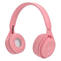 Qualité Sonore Hifi Casque Bluetooth Macaron Autonomie Longue Durée Support Appels Micro SD AUX 3.5mm + SD 4Go Rose YONIS