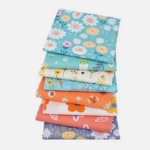 8 coupons tissu patchwork coton couture 40 x 50 cm FLEURI ORANGE BLEU 9002