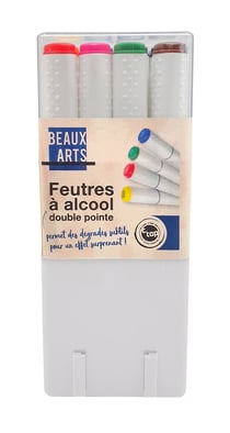 Feutres à alcool Double pointe Couleurs vives 12 pièces