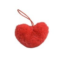 Pompon fourrure artificielle cœur 45x 65mm rouge