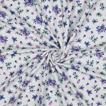 Tissu Jersey Coton imprimé Fleuris Naia sur fond Blanc