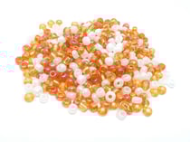 500 Perles de rocaille Orange Dore et Blanc - Diamètre 4 mm 6/0 - creation bijoux