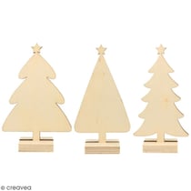 Forme en bois à décorer - Sapin - 12 x 6 x 4 cm - 3 pcs