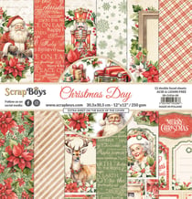 Pochette de 12 feuilles recto verso Christmas Day Scrapboys