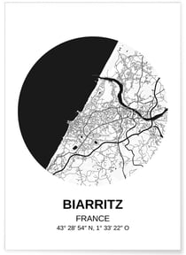 Affiche Carte Biarritz | A3 : 29,7x42cm