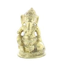 Statuette Ganesh assis en Laiton doré mat 8.2 cm - Omsaé