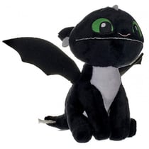 Peluche bebe dragon noir vifagile 37 cm yeux vert - peluche licence dragons