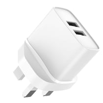 Jaym Chargeur Secteur Double USB-A 12 W 2,4A Prise UK et Dubai Blanc