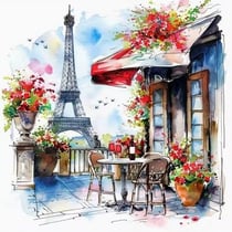 4 serviettes en papier découpage collage 33 cm CAFE A PARIS D 104