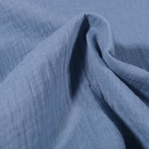 Tissu Double gaze de coton uni Bleu ancien