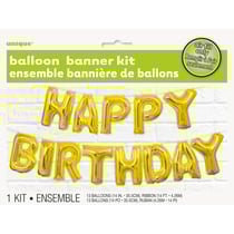 Guirlande Ballon Happy Birthday Gold