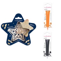 Kit pour biscuit en relief Étoile + 2 Stylos au chocolat orange et noir