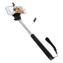 Avizar Perche à Selfie pour iPhone Lightning Télescopique Extensible 1m Rotative Argent
