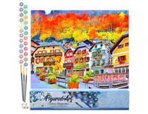 Peinture par Numéro Figured'Art - Village Suisse coloré - Kit de Loisir Créatif DIY Numéro d'Art Complet - 40x50cm sans châssis en bois