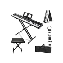 LALAHO - Piano numérique pliable - Clavier 88 touches - Bluetooth MIDI - Noir