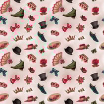 Tissu Coton imprimé Accessoires Aristo sur fond Rose bébé