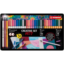 Feutres - STABILO ARTY - Coffret métal créatif - Pen 68 - Pen 68 Brush - Point 88
