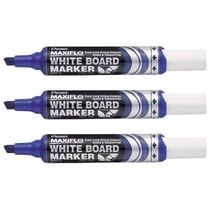 Lot de 3 marqueurs tableau blanc - PENTEL - Pointe biseautée large - Bleu
