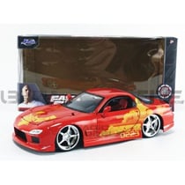 Voiture miniature de collection - MAZDA RX-7 - JADA TOYS 1/24 - Rouge/Jaune - Licence Fast and Furious