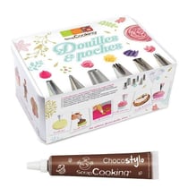 Coffret à pâtisserie 6 douilles inox et poches jetables + 1 Stylo chocolat