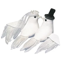 Couple de pigeons, 8 cm, blanc - la paire