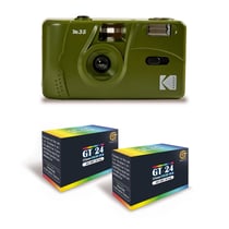 KODAK M35 - Appareil Photo Rechargeable 35mm, Objectif Grand Angle Fixe, Viseur Optique, Flash Intégré - Vert Olive + 2 Pellicules GT24 Couleur compatible 24 Expositions