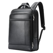 Sac À Dos Ordinateur Grande Capacité Cuir Véritable Avec USB Type-C Noir YONIS