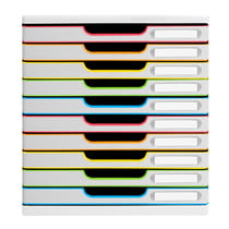 Module de classement Modulo Black Office 10 tiroirs fermés - Blanc/arlequin - Exacompta