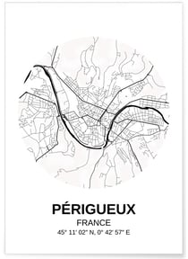 Affiche Carte Périgueux | A3 : 29,7x42cm