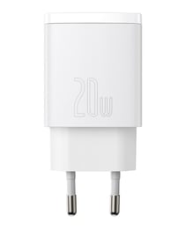 Baseus Chargeur Secteur Double Sortie USB-A/USB-C 20W Compact Blanc
