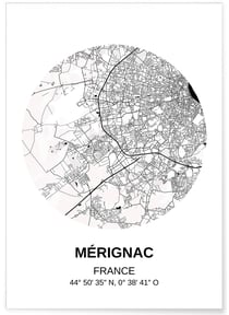Affiche Carte Mérignac | A3 : 29,7x42cm